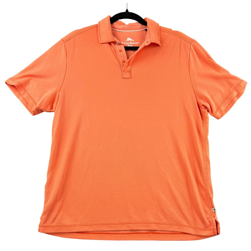 Tommy Bahama Mens Orange Waffle Knit Short Sleeve Polo Shirt Size M